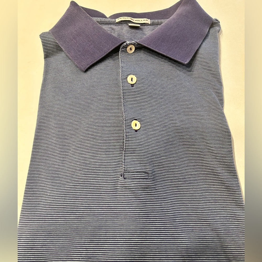 Peter Millar 100% Cotton Polo Large‎ Navy/White